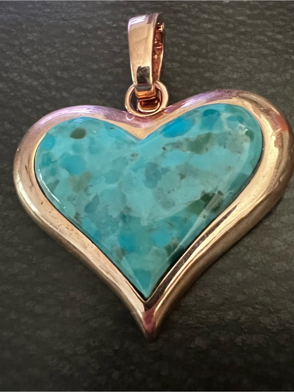 Turquoise Heart Pendant Necklace - Women Jewelry copper does glow.